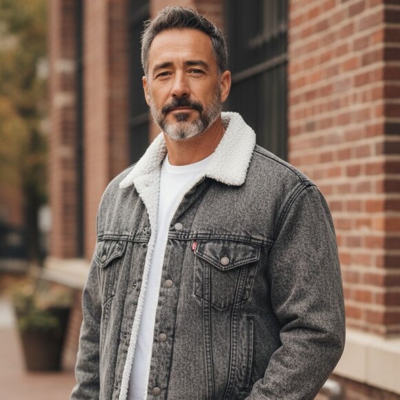 Vintage Levi's Black  Acid Wash Jean Jacket Mens Size Large Sherpa Lined Coat - Picture 1 of 14